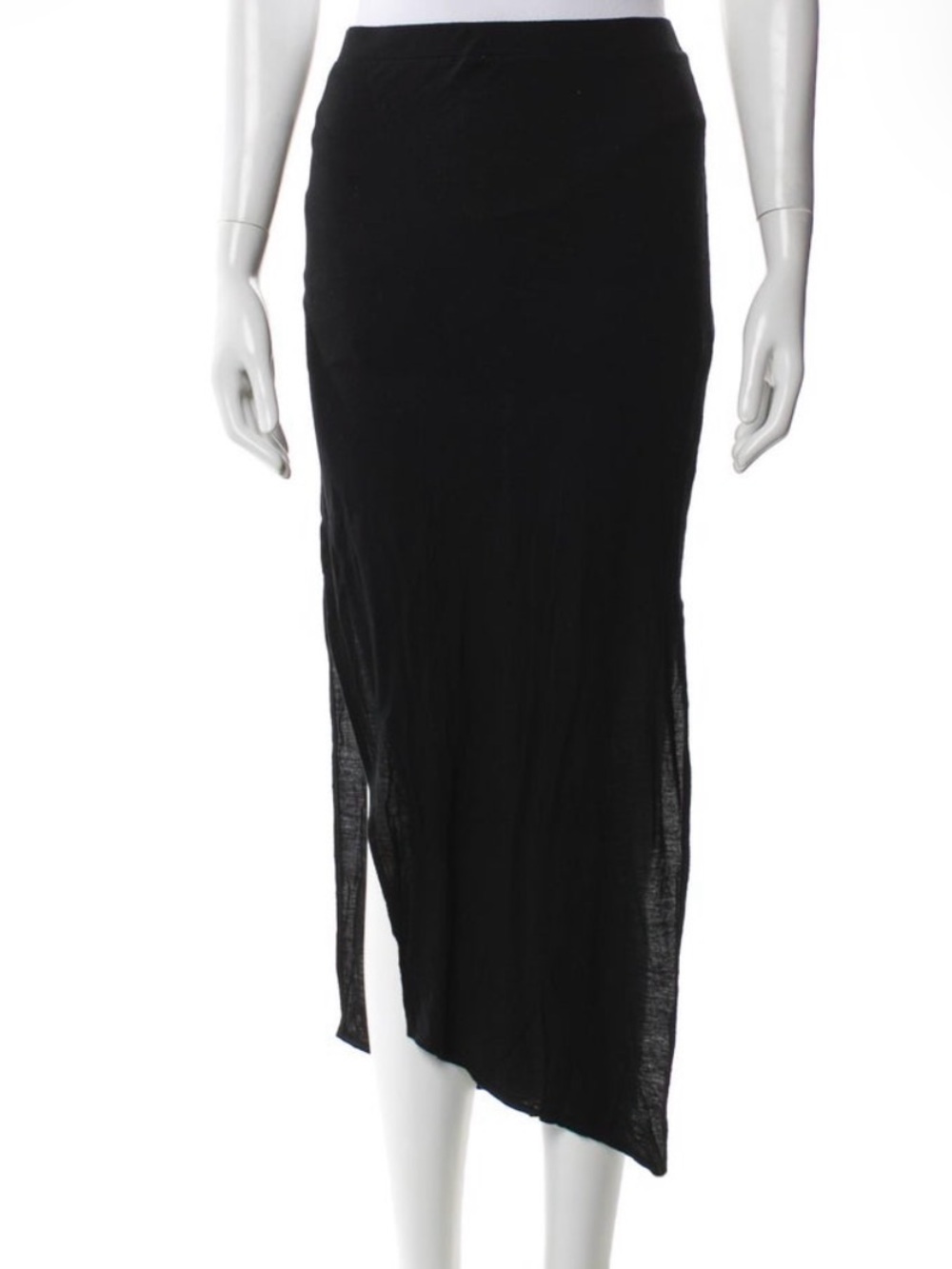 Helmut Lang Black Asymmetric Midi Skirt